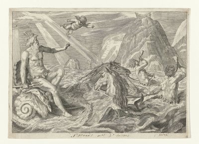 Neptunus mötte de tritoner Metamorphosen van Ovidius (serietitel) av Crispijn van de Passe (II) (attributed to)