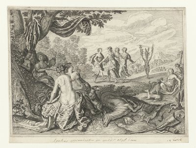 Apulian Shepherd förvandlades till ett olivträd Metamorphoses of Ovid (serietitel) av Crispijn van de Passe (II) (workshop of)