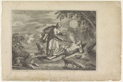 Prometheus skapar den första människan Metamorphoses of Ovid (serietitel) av Crispijn van de Passe (II) (workshop of)