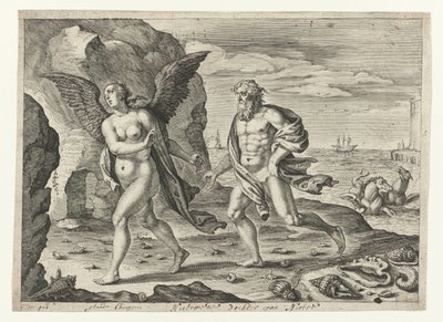 Coronis en Neptunus Metamorfosen van Ovidius (serietitel) av Crispijn van de Passe (II)