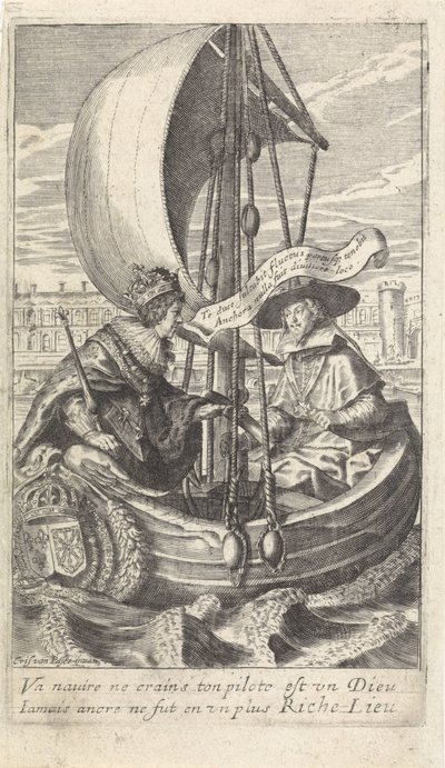 Kung Ludvig XIII och kardinal Richelieu i en pråm av Crispijn van de Passe (II)