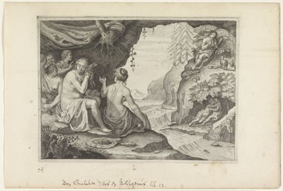 Polyphemus och Acis älskar Galatea Metamorphoses of Ovid (serietitel) av Crispijn van de Passe (II)