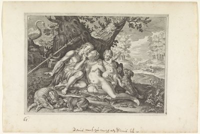 Venus varnar Adonis Ovidius metamorfoser (serietitel) av Crispijn van de Passe (II)