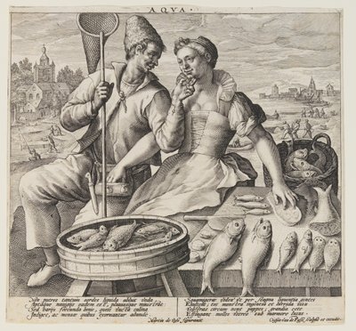 Aqua (vatten), från The Elements av Crispijn van de Passe I