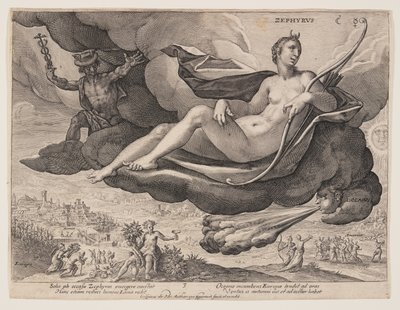 Zephyrus, från The Winds av Crispijn van de Passe I