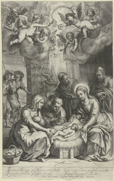 Tillbedjan av herdarna av Crispijn van den Queborn