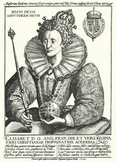 Elizabeth I, drottning av England (gravyr) av Crispin I de (after) Passe