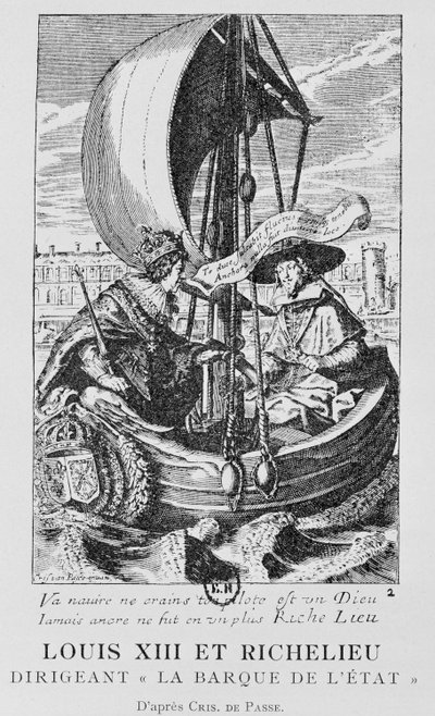 Ludvig XIII och Richelieu av Crispin I de (after) Passe