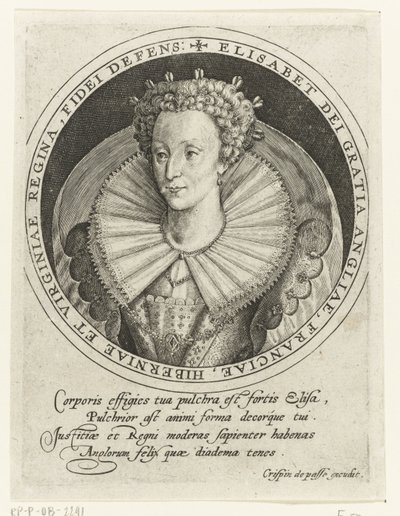 Porträtt av drottning Elizabeth I av England av Crispin I de Passe