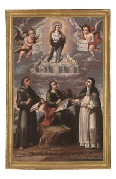 Den mystiska Guds stad, ca 1700 (olja på duk) av Cristobal de (workshop of) Villalpando