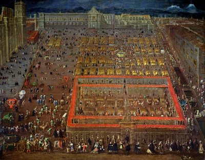 Central Square i Mexico City, 1695 av Cristobal de Villalpando