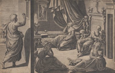 Sankt Nikolaus av Bari och de tre fattiga flickorna, 1587. av Cristofano Cartaro