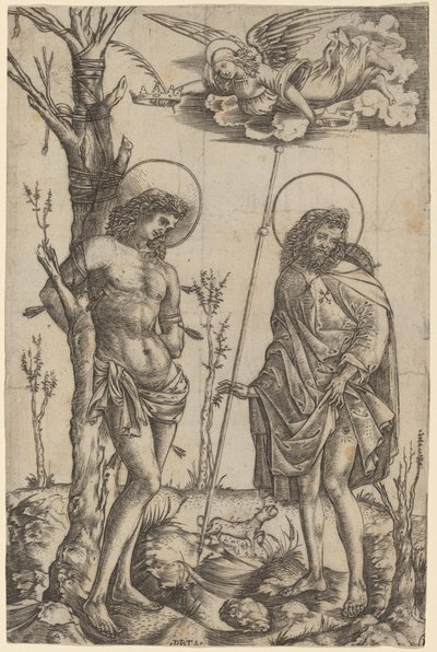 Saint Sebastian och Saint Roch av Cristofano Robetta