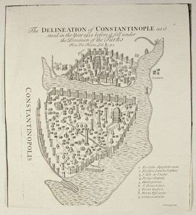 En karta över Konstantinopel 1422 av Cristoforo Buondelmonti