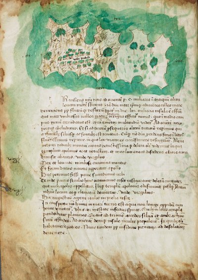 Karta över Paxos, ca 1420 (pergament) av Cristoforo Buondelmonti