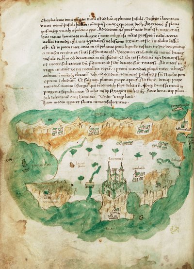 Karta över Zakinthos, ca 1420 (pergament) av Cristoforo Buondelmonti