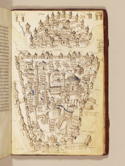 Karta över Konstantinopel, illustration från "Liber Insularum Archipelagi" av Cristoforo Buondelmonti