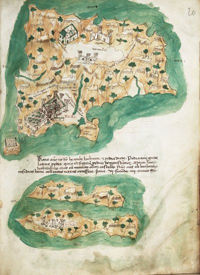 Naxos kartor i pergament, ca 1420 (pergament) av Cristoforo Buondelmonti