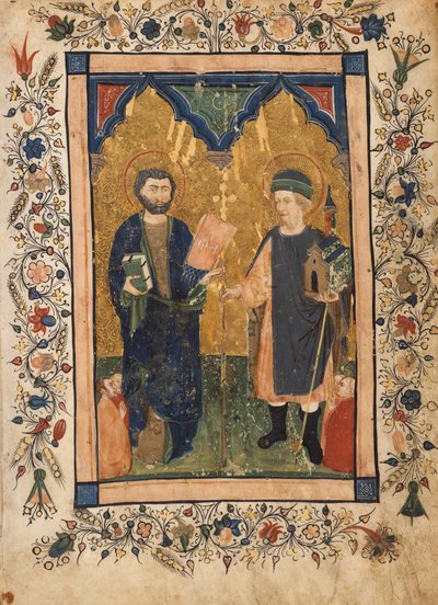 Sankt Markus evangelisten och Sankt Sinibaldus vördade av medlemmar av en lekmanna..., ca. 1425-34. av Cristoforo Cortese