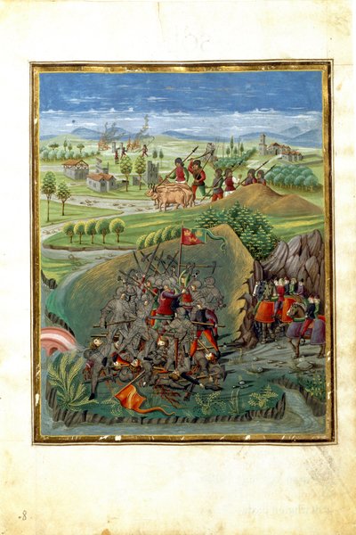 Planetens inflytande Mars: krigsskådeplats (miniatyr, ca 1470) av Cristoforo De Predis