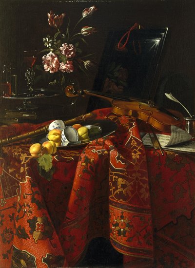 Stilleben med musikinstrument av Cristoforo Munari