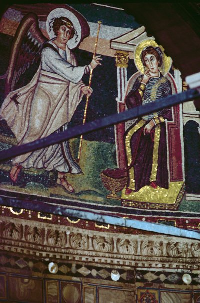Bebådelsen, c.540 (mosaik) av Croatian School