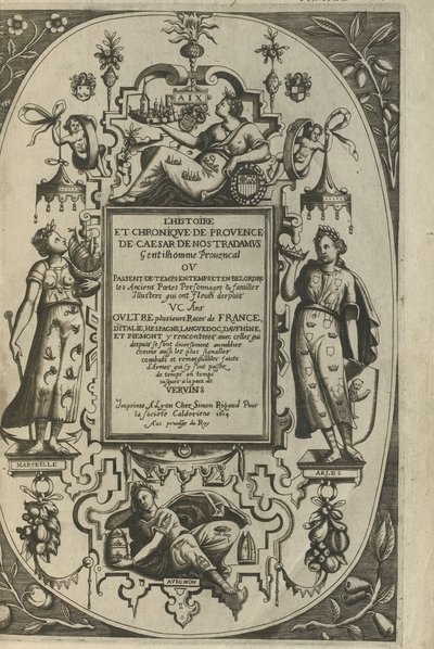 Titelsidan för Provences historia och krönika, 1614 av César de Nostredame