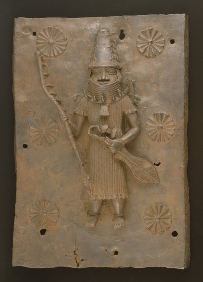 Minnesplakett föreställande krigare, Benin, Nigeria (brons) av Culture Edo