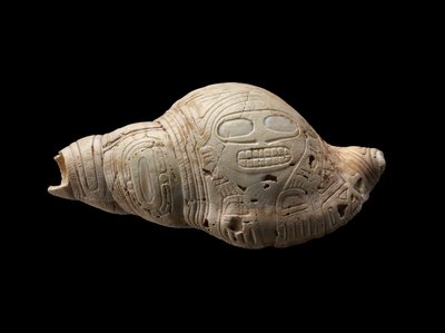 Snidat Conch Shell av Culture Taino