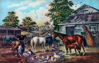 American Farm Yard in the Morning, 1857 av Currier and Ives