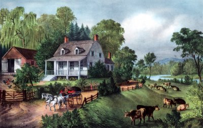 American Homestead på sommaren 1868 av Currier and Ives