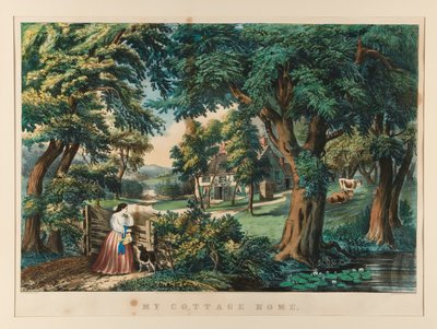 Mitt stuga hem. av Currier and Ives