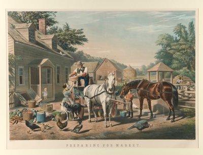 Förbereder för marknaden av Currier and Ives