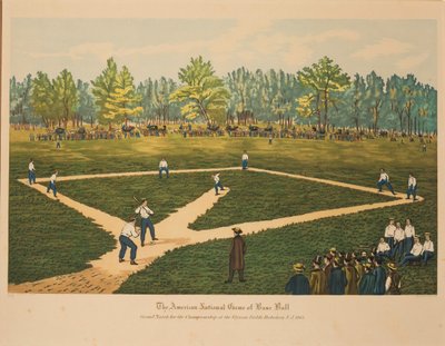 American National Game of Base Ball, ca 1866. av Currier and Ives.