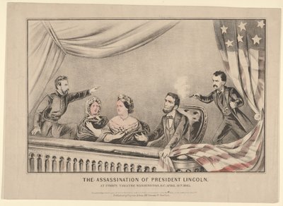Mordet på president Lincoln på Fords Theatre, Washington D.C., 14 april 1865, 1865. av Currier and Ives