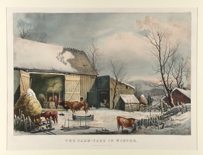 Gårdsgården på vintern av Currier and Ives