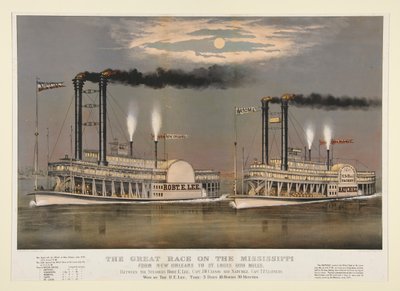 The Great Race på Mississippi/från New Orleans till St. Louis 1210 Miles av Currier and Ives