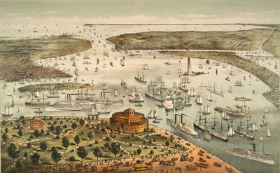 The Port of New York: Bird av Currier and Ives