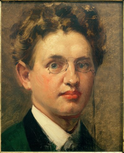 Självporträtt, en face, med pince-nez av Curt Herrmann