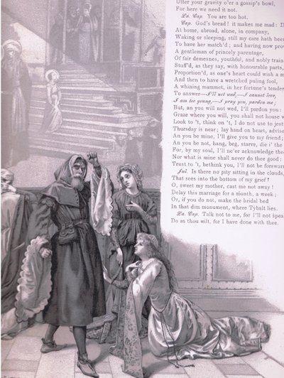 Juliet: "Finns det ingen synd att sitta i molnen?", illustration från Romeo och Julia