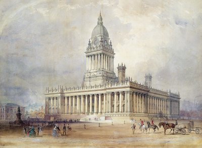 Design för Leeds Town Hall av Cuthbert Brodrick