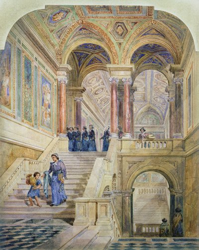 Design för trappan till Leeds Town Hall, 1853-58 av Cuthbert Brodrick