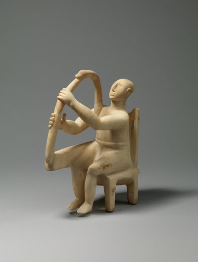 Harpspelare som sitter i marmor, 2800-2700 f.Kr. (marmor) av Cycladic Cycladic