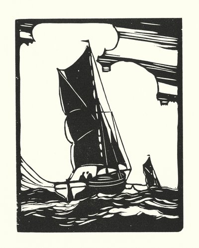Fiskebåtar och pråmar: Leigh Bawley (träsnitt) av Cyril A. Wilkinson