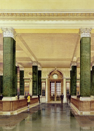 Interiör från Midland Bank, London av Cyril Farey