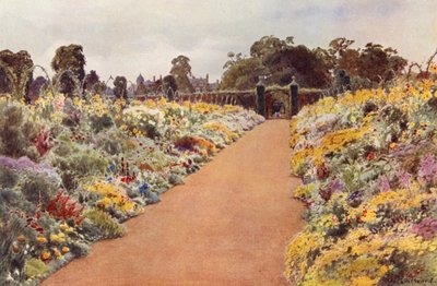 The Double Borders in the East Garden, Sandringham (färg litho) av Cyril Ward