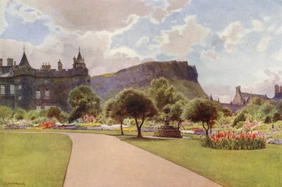 The North Garden, Holyrood Palace (färg litho) av Cyril Ward