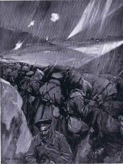 Bulgarer som belägrar Adrianople (1912-1913) Balkankriget, från Hutchinsons Nationernas historia (volym 4) publicerad av Hutchinson, ca. 1920 (litho) av Cyrus Cuneo