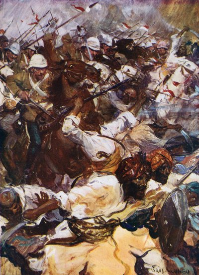 Charge of the Lancers at Kandahar (färg litho) av Cyrus Cuneo