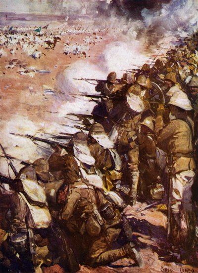 Slaget vid Omdurman (färg litho) av Cyrus Cuneo